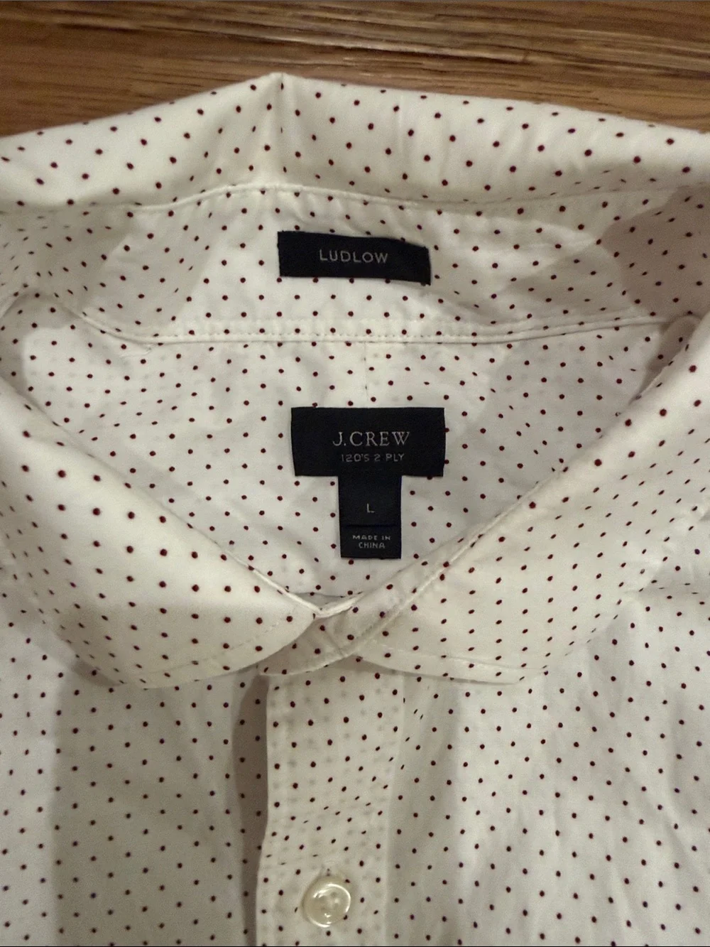 J. Crew White Men's Button-Up with Micro Dot Pattern